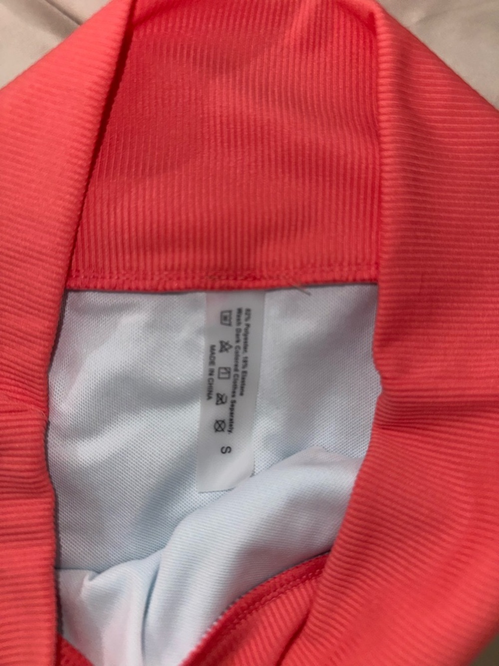 Colorblock High Waist Bikini Set Coral & Turquoise Ribbed Size Small - Picture 3 of 6